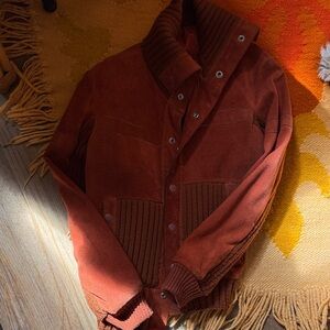 Vintage 60’s Rust Suede Jacket with Ribbed Sweater Accents